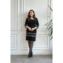Etek ve Kol Pazen Detaylı Pamuk Elbise