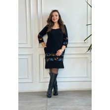 Etek ve Kol Pazen Detaylı Pamuk Elbise