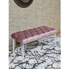 Sevinç Mobilya Beyaz Boyalı Tel Ayaklı 90 cm Puf Bench - Puf - Bench - Kasalı Oturak - Oturak - Yatak Ucu Puf