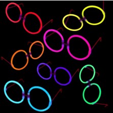 Pileli Store Glow Stick Parti Gözlüğü Glow Partisi Yuvarlak Şekilli Fosforlu Gözlük 6 Adet