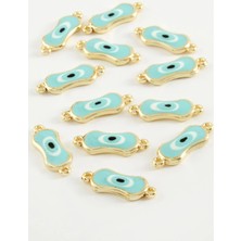 Pileli Store Oval Nazar Çift Kulplu Mineli Bileklik ve Kolye Ucu Aparatı 1 Adet