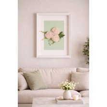 Deslorsque Üç Boyutlu El Yapımı Krizantem Çerçeve - Lüks Dekoratif Duvar Sanatı (30X40 Cm) Solmayan Çiçek
