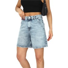Zeo Basic Kadın Açık Mavi Jean Şort