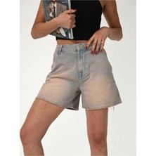 Zeo Basic Tint Wash Denim Mini Şort