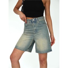 Zeo Basic Boru Paça Denim Şort