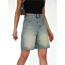 Zeo Basic Boru Paça Denim Şort