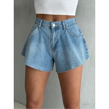 Zeo Basic Mini Fresh Mavi Jean Şort