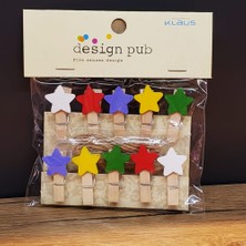 Pileli Store Yıldız Tasarımlı Mini Fotoğraf Mandalları