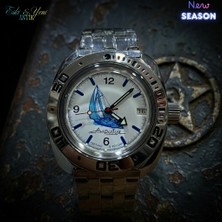 Eski Yeni Antik Vostok Amphibia Sailboat Otomatik Erkek Kol Saati 200M Su Geçirmez 710 Kasa Beyaz Kadran