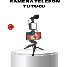 Pileli Store Video Çekim Kiti Tripod LED Işık Harici Mikrofon ve Bluetooth Kumanda Seti