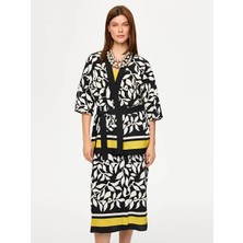 Faik Sönmez Eteği Sulu Monochrome Desen Kimono S26KMN001