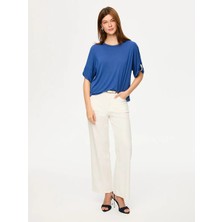 Faik Sönmez Kolu Zincir Şerit Detaylı Yuvarlak Yaka Modallı T-Shırt S26TSH076