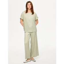 Faik Sönmez Kendinden Simli Kayık Yaka Kısa Kol T-Shırt S26TSH110