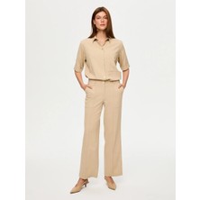 Faik Sönmez Cep Detaylı Wide Leg Fit Viskon Pantolon S26PNT027