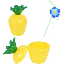 Pileli Store Ananas Hawaii Luau Aloha Pipetli Içecek Kabı Bardak 10X13 cm 1 Adet