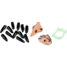 Pileli Store Cadı Aksesuar Seti – Burun, Çene, Fosforlu Diş ve 10 Adet Siyah Tırnak