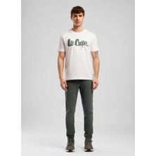 Lee Cooper Londonlogo Erkek Regular Fit %100 Pamuk Baskılı Bisiklet Yaka T-Shirt Beyaz