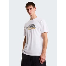 The North Face NF0A8GUXFN41-MOUNTAIN Lıne Sleeve Beyaz Yuvarlak Regular Fit Baskılı Erkek T-Shirt