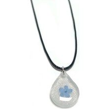 Pileli Store Unutma Beni Çiçeği Damla Epoksi Kolye