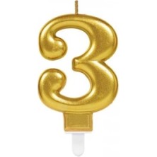 Pileli Store 3 Rakamı Mum Gold Renk