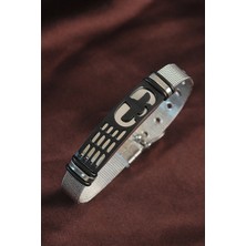 Inure Jewelry 316L Çelik Siyah Antik Mısır Kartalı Ayarlanabilir Hasır Kordonlu Bileklik
