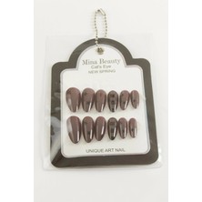 Pileli Store Desenli Mina Beauty Kedi Gözü Takma Tırnak