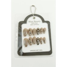 Pileli Store Desenli Mina Beauty Kedi Gözü Takma Tırnak