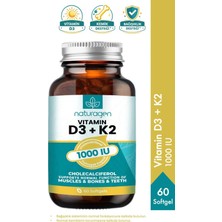 Naturagen Vitamin D3 + K2 1000 IU 60 Softgel Kapsül Gluten Free TR Menşeli Takviye Edici Gıda