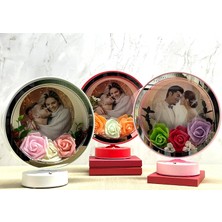 Pileli Store Kişiye Özel Gül Desenli Fotoğraf Alanlı Ledli Çerçeve