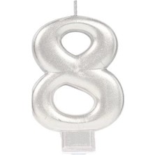 Pileli Store 8 Rakamı Mum Gümüş Renk