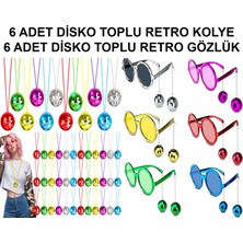 Go İthalat 12 Parça Renkli Disko Toplu Retro Parti Seti - 6 Kolye + 6 Gözlük (3791)