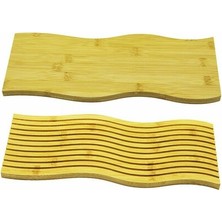 Pileli Store Dalgalı Çift Taraf Tasarımlı Ahşap Sunum Tepsisi