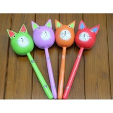 Pileli Store Ahşap Kedi Marakas Tekli