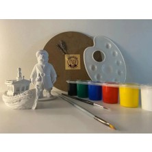 Şeker Ofisi Mini Piri Reis Boyama Seti - Gemi Figürü 6 Renk Akrilik Boya ve Fırça Dahil Küçük Çocuklar Için Taşınabilir Aktivite ve Hobi Seti