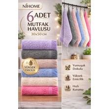 6 Adet Mutfak Havlusu 30X50 cm | Kurulama Bezi | Sepette | Pamuk El Havlusu Seti | 6 Renk