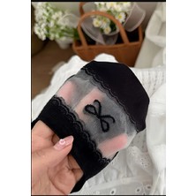 Trendy Chic Fiyonk Detaylı Tül Babet Çorap