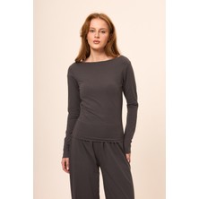Zoor Ultra Soft Penye Modal Kayık Yaka Bluz