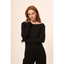 Zoor Ultra Soft Penye Modal Kayık Yaka Bluz