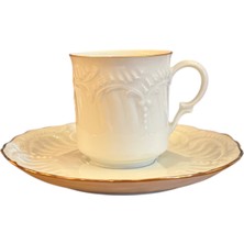 Fransız Limoges Gofreli Porselen Türk Kahvesi Fincanı