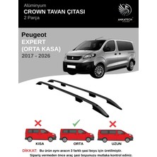 Turtle Peugeot Expert Orta Şasi (L2) (Panelvan-Cıtyvan) 2017-2026  Crown Tavan Çıtası-Siyah (Orta Şasi)