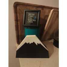 Helis Craft Dağ Tasarımlı V60 ve Filtre Kahve Kağıdı Tutucu Standı - Beyaz Dekoratif Organizer