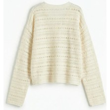 LC Waikiki Ekru V Yaka Ajurlu Kız Çocuk Triko Hırka