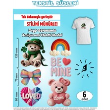 Agg Reklam Ütü ile Yapışan Kıyafet Etiketi Örgü Görünümlü Amigurumi  Efektli 6lı Set