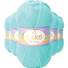 MiraLive 5 Adet Elite Baby El Örgü Ipi Tüylenmeyen Bebek Yünü Açık Turkuaz 10535