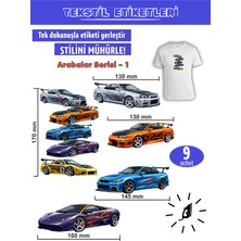 Agg Reklam Ütü ile Yapışan Kıyafet Etiketi Arabalar Serisi 9lu Set