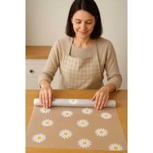 İlk El Grup Mutfak Eva Shelf Liner Şeffaf Astar Kaymaz Dolap Içi Çekmece Örtüsü Papatya Desen Mat 45CMX10