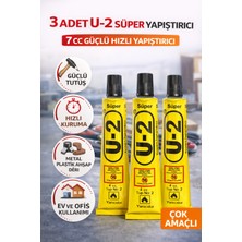 3 Adet U-2 Süper Yapıştırıcı 7 cc Güçlü Hızlı Yapıştırıcı Çok Amaçlı Metal Plastik Ahşap Deri Yapış