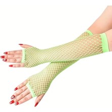 İlk El Grup Retro Neon Yeşil File Parmaksız Eldiven 26 cm