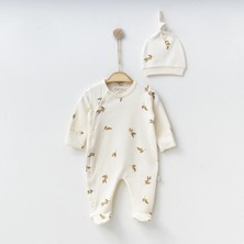 Lenna Baby Zeytin Baskılı Unisex Patikli Kendinden Eldivenli %100 Pamuk Uyku & Günlük Tulum