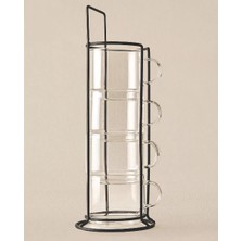 Pileli Store Standlı Borosilikat 4'lü Fincan Seti